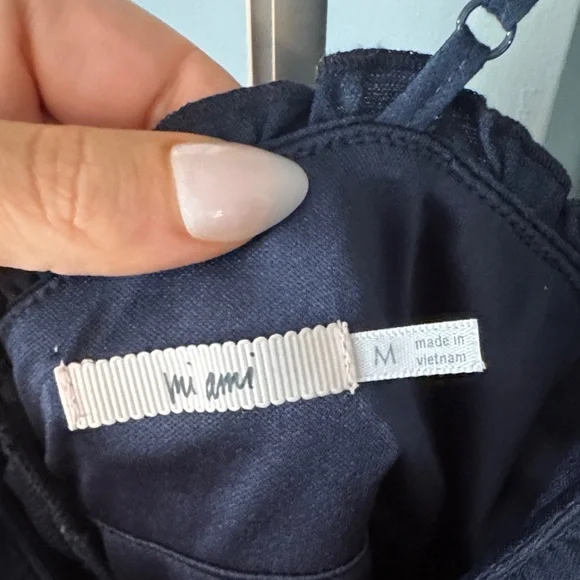 Navy Ruffle-Trim Spaghetti Strap Romper - Picture 2 of 5